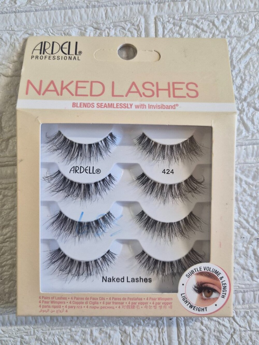 4-pair of Ardell Naked Lashes 424 lightweight, wispy design Invisiband